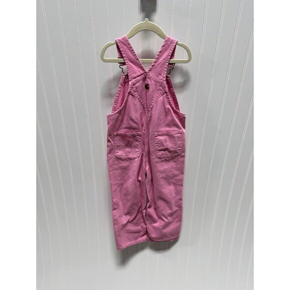 Carhartt Pink Canvas Overall Bibs Girl Toddler Size 4T - Picture 5 of 8